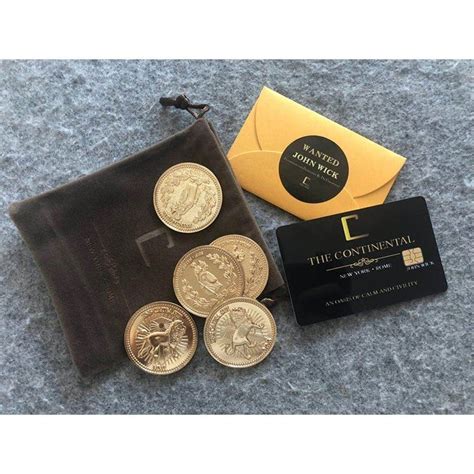 Movie John Wick Underworld Gold Coins With Continental Hotel Card Cosplay Prop Halloween Gift ...