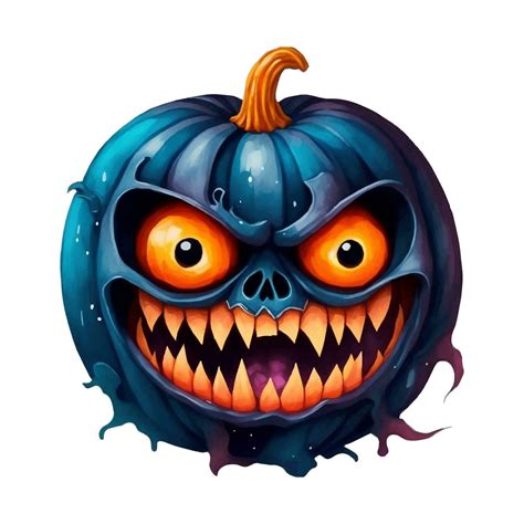 Dark blue pumpkin with teeth. Scary jack o lantern, halloween carved pumpkin. For spooky ...