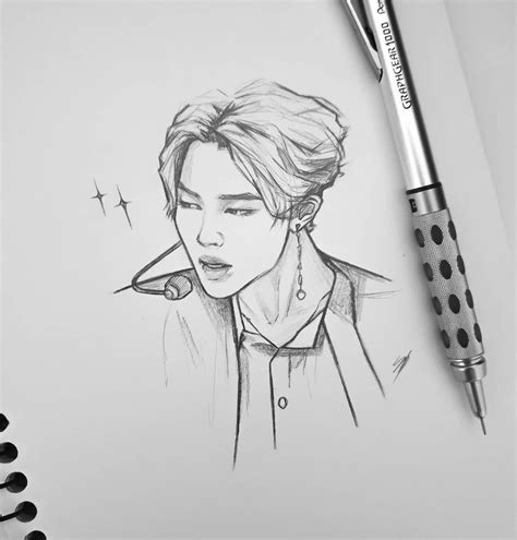 JIMIN BTS | Kpop drawings, Art sketches, Art drawings sketches simple