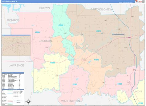 Jackson County, IN Wall Map Color Cast Style by MarketMAPS - MapSales