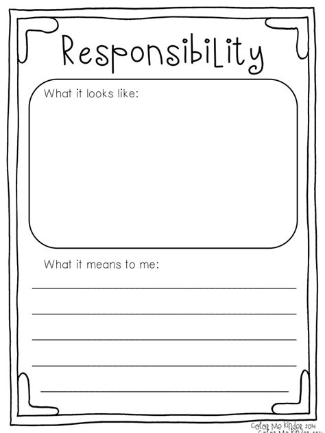 Free Printable Responsibility Worksheets