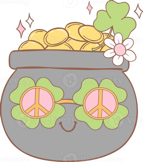 Retro groovy st patrick day pot of gold 38453516 PNG