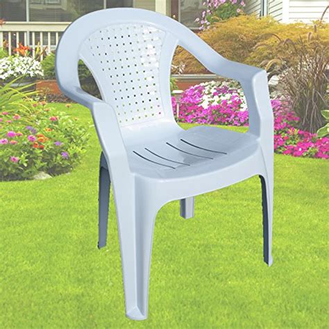 Indoor & Outdoor White Plastic Lawn Chairs Garden Patio Armchair ...