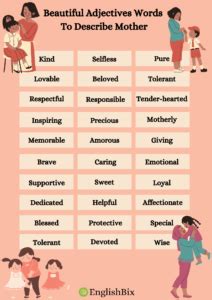 Beautiful Adjectives Words to Describe Mother and Motherhood - EnglishBix