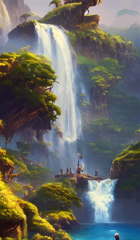 ArtStation - Fantasy Island Waterfall