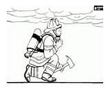 Fireman With axe And A Building coloring Page Printable Game sketch template