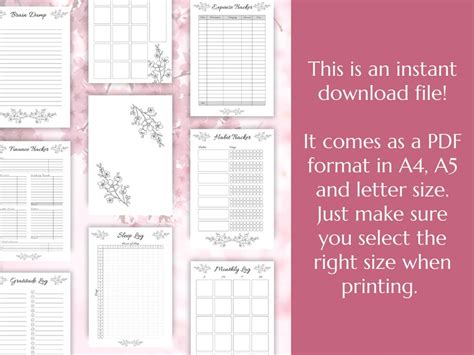 2024 Premade Journal Pages Undated Digital Journal Pages April Cherry Blossom Printable Journal ...