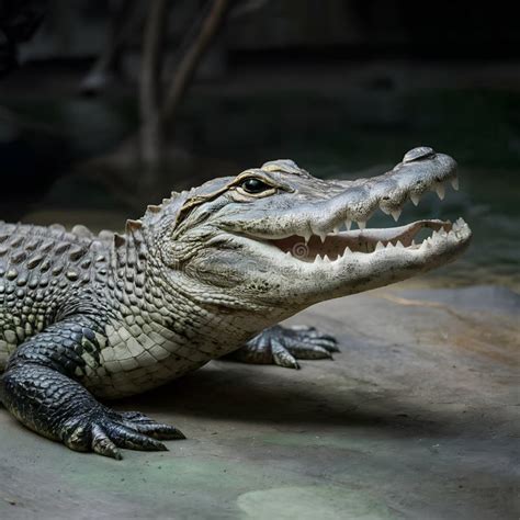 Gator Captured in Zoo Habitat, Reptile Conservation Concept Stock ...