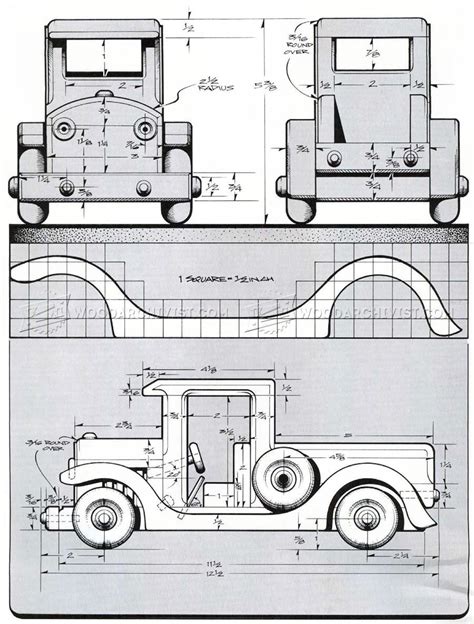 #2938 Wooden Toy Pickup Truck Plans - Wooden Toy Plans | Caminhão de ...