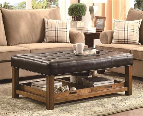 Leather Tufted Ottoman Coffee Table - Foter
