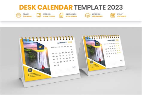 Desk Calendar 2023 Template Design Graphic by Mk_Studio · Creative Fabrica