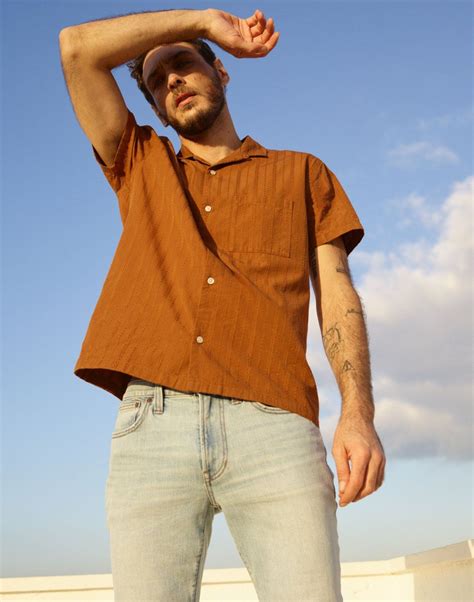 Easy Camp Shirt in Textured Stripe in 2021 | Mens outfits, Camping shirt, Shirts