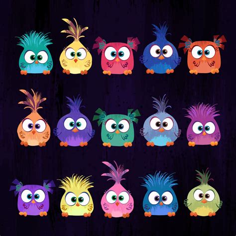 Hatchlings illustrations from The Angry Birds Movie credit scroll (based on character designs by ...