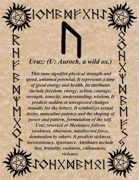 URUZ the ox rune for extra strength and energy | Ancient runes, Runes meaning, Elder futhark runes