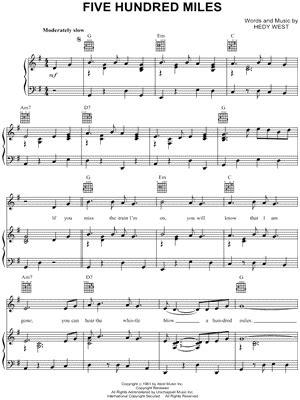 Five Hundred Miles Sheet Music Free