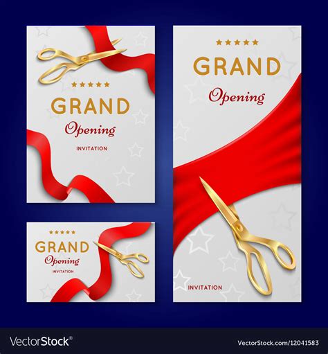 Ribbon cutting with scissors grand opening Vector Image