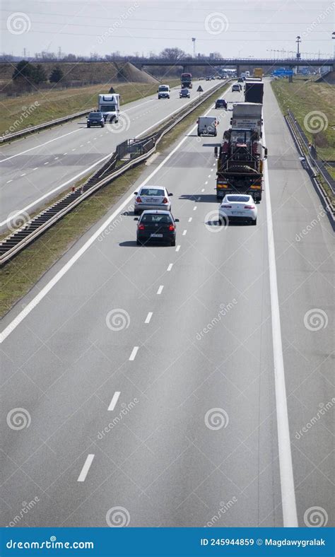 Poznan, Poland - April 9th 2022 - Polish A2 Motorway with Cars and ...