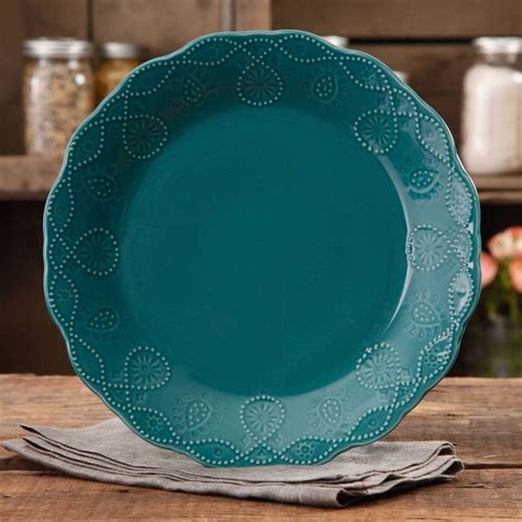 Buy The Pioneer Woman Cowgirl Lace Teal Dinner Plate at Walmart.com (With images) | Teal dinner ...