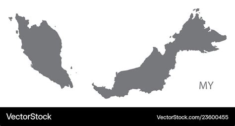 Malaysia map grey Royalty Free Vector Image - VectorStock