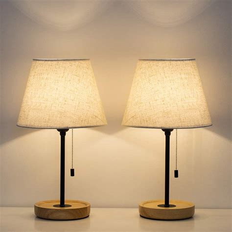 Vintage Bedside Nightstand Lamps Set of 2 with Wooden Base, Small - Walmart.com - Walmart.com