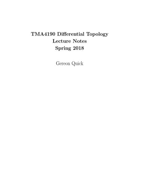 Differential Topology TMA4190 - Lecture - Notes PDF | PDF ...