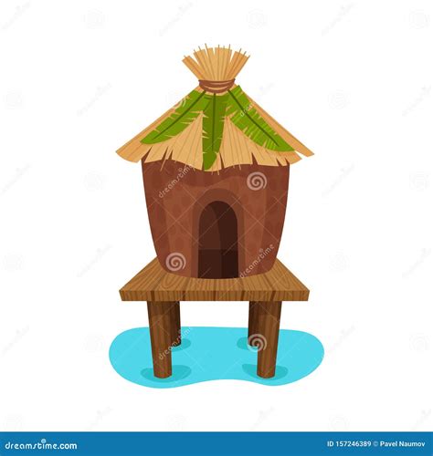 Traditional Hawaiian Hut. Vector Illustration on a White Background. Stock Vector - Illustration ...