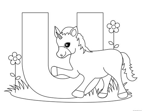 printable alphabet letters uppercase letter U is for Unicorn