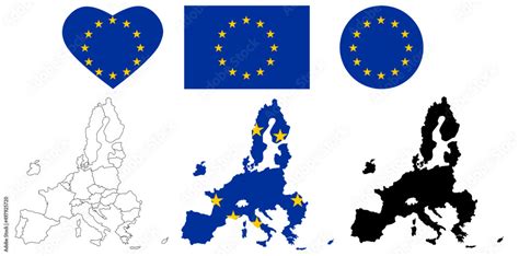 union european map flag icon set isolated on white background Stock ...