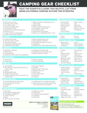 Fillable Online camping gear checklist Fax Email Print - pdfFiller