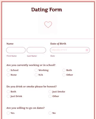 Dating Application Form Template | Jotform