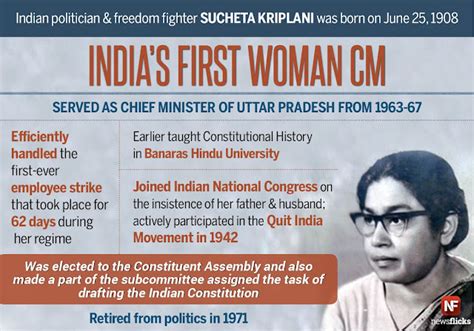 Sucheta Kriplani - India's first Woman Chief Minister - PSC Online Book