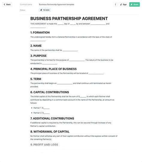 Partnership agreement template - free to use