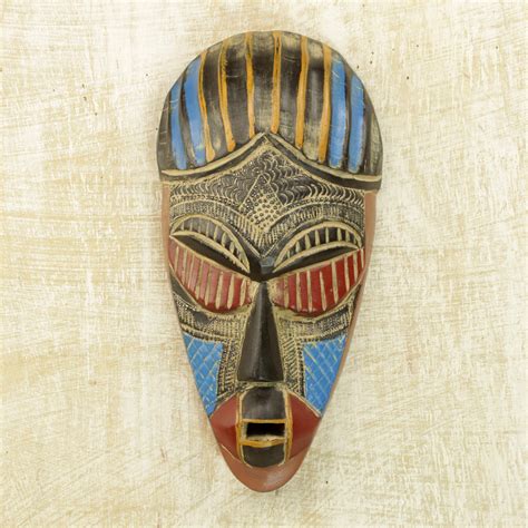 Artisan Carved Authentic African Mask from Ghana - Security | NOVICA