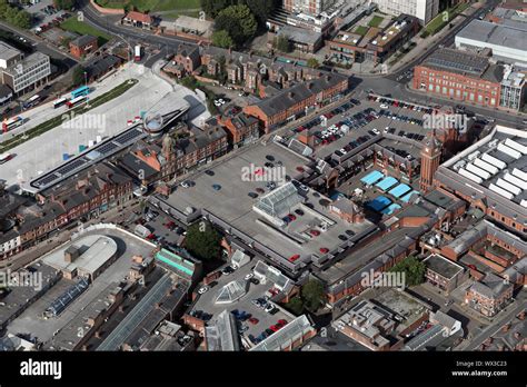 aerial view of The Galleries Shopping Centre in Wigan town centre, Lancashire, UK Stock Photo ...