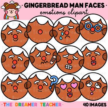 Gingerbread Man Faces Clipart by The Dreamer Teacher | TPT