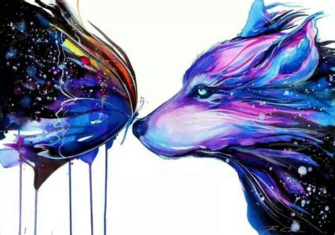 #Butterfly #Wolf #Art | Black and white art drawing, Galaxy art, Fox ...