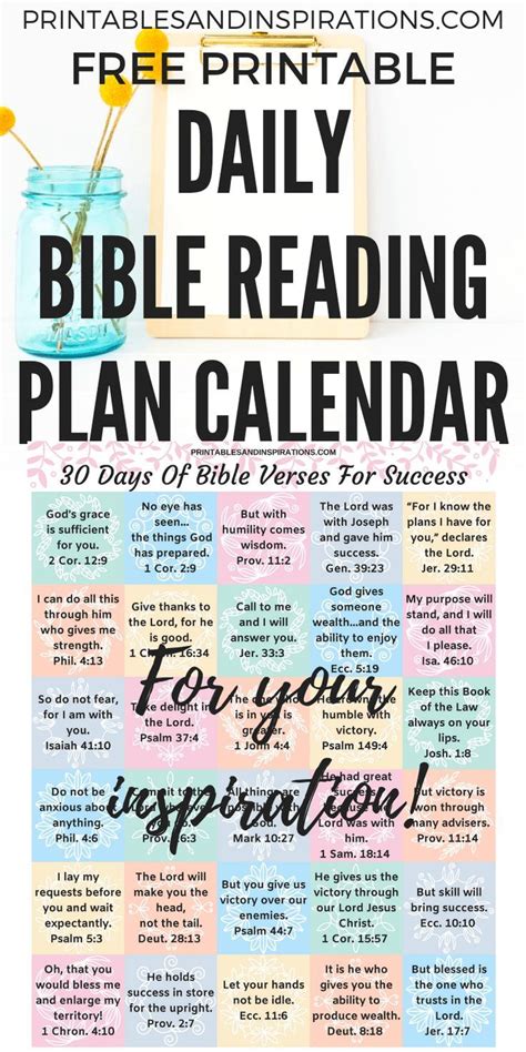 Free Daily Bible Reading Plan Calendar - Printables and Inspirations | Bible reading plan, Read ...