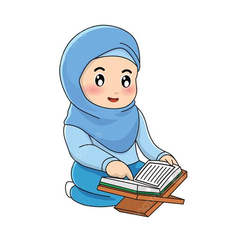 بنت مسلمة تقرأ القرآن كرتون المتجه, فتاة مسلمة كرتون, قراءة القرآن, رمضان PNG والمتجهات للتحميل ...