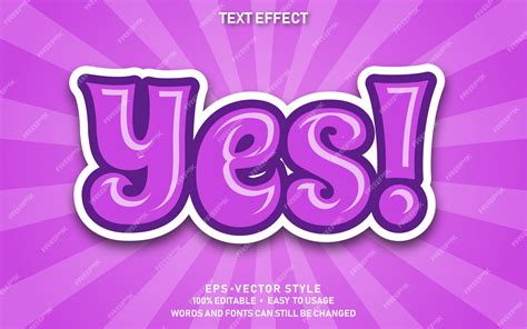 Premium Vector | Editable text effect cute yes