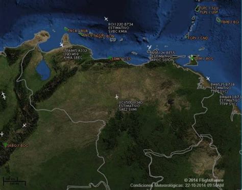 Mapa muestra la cantidad de vuelos internacionales sobre Venezuela (Fotos)