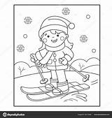 Skiing Coloring Pages Downhill Ski Kids Cliparts Clipart Colouring  sketch template
