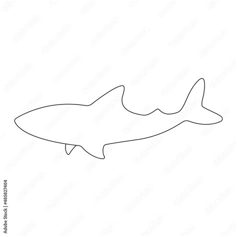 Shark fish line symbol. Line drawing shark icon. Vector isolated on white. Stock Vector | Adobe ...