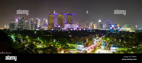 Aerial night view of Singapore Stock Photo - Alamy