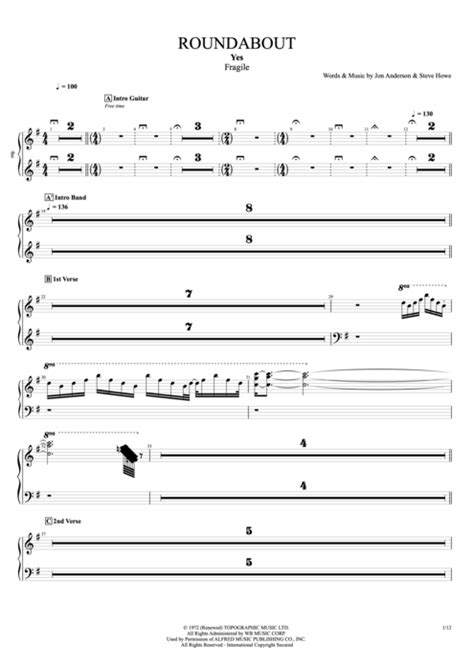 Roundabout Tab by Yes (Guitar Pro) - Full Score | mySongBook