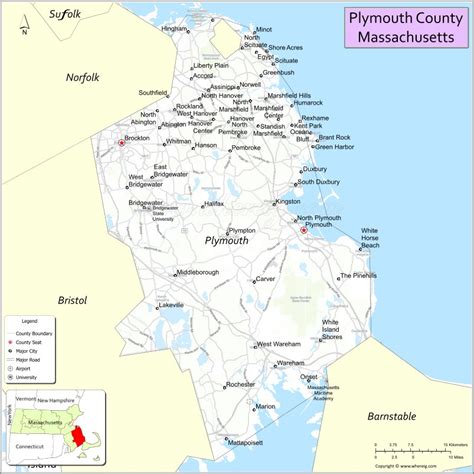 Plymouth County Map, Massachusetts - Where is Located, Cities, Population, Highways & Facts