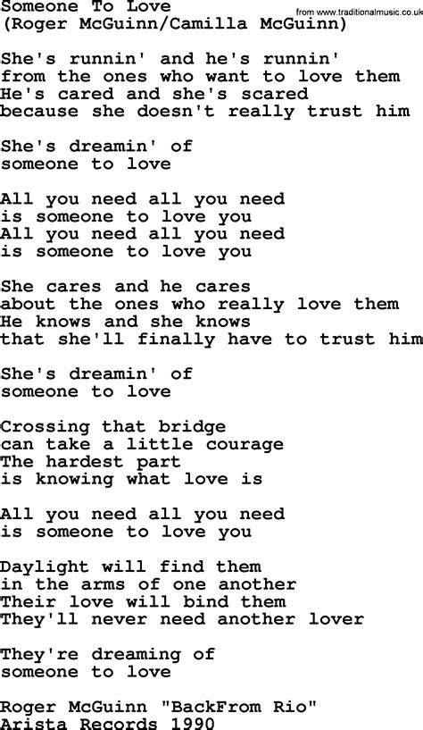 Someone To Love, by The Byrds - lyrics with pdf