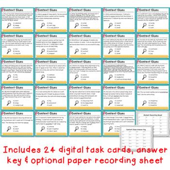 Context Clues Digital Task Cards by Kristin Kennedy | TpT
