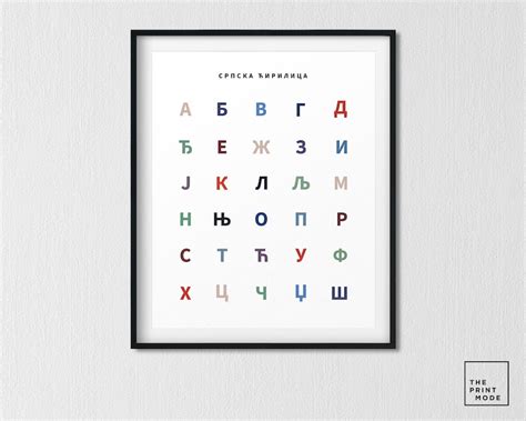 Azbuka Cyrillic Alphabet Learning Poster, Trendy Slavic Writing System for Baby Learning Room ...