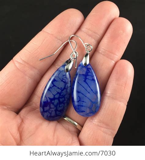 Blue Dragon Veins Agate Stone Jewelry Earrings #jZdprnCukg0