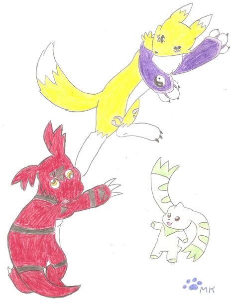 Renamon kicking Guilmon... by fangs211 on DeviantArt